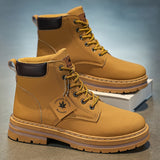 Men's Casual Ankle Boots - Versatile Lace-Up Shoes for Outdoor, Hiking &amp; Casual Attire, Durable Faux Leather with Non-Slip Sole