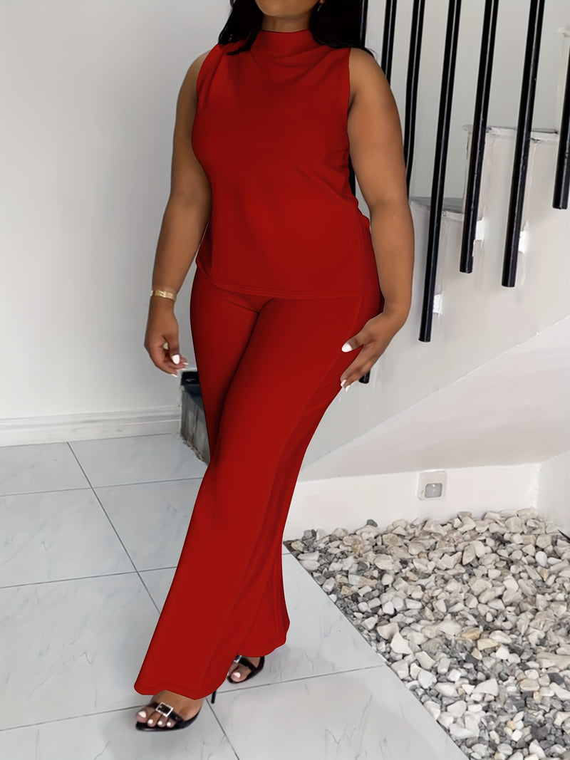 QF2364 Solid Color Summer Sleeveless Casual Suit