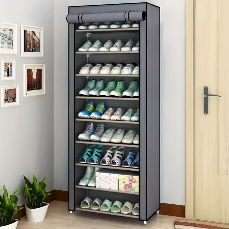 Freestanding Metal Shoe Rack Organizer with Dustproof Cover | 6-10 Tier Vertical Storage | Easy-to-Assemble | Shoe Organizer for Entryway, Bedroom, Living Room | Home & Dorm Organization System | Lightweight Under 13.61 KG |