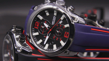 Reloj Megir de cuarzo analógico con cronógrafo para hombre, fecha, manecillas luminosas y correa de silicona resistente al agua.