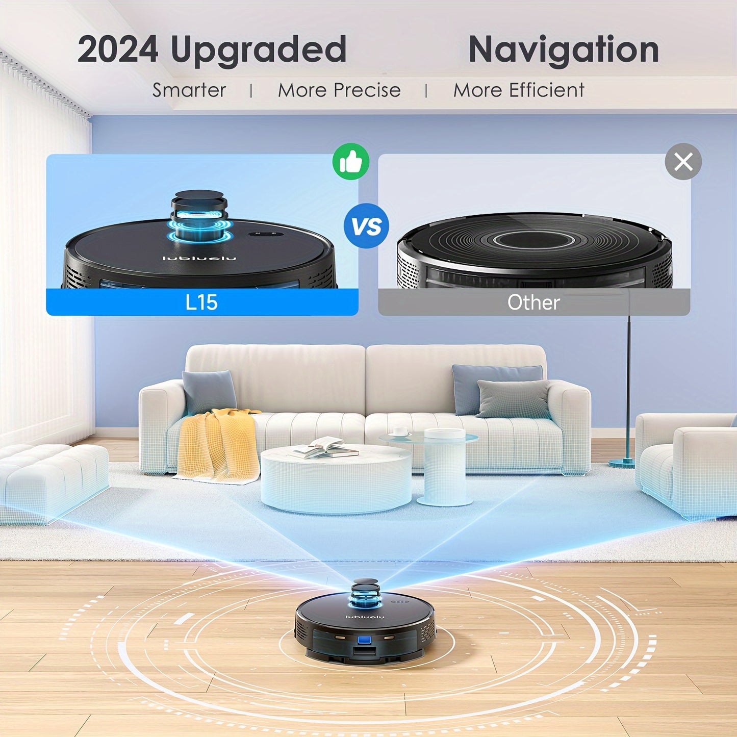 Robot Vacuum And Mop Combo 5000Pa, Lubluelu L15 Robot Vacuum, Auto-Charging, 5 Maps, 30 No-go Zones, WiFi/App, 3in 1 Robot Vacuum Cleaner for Pet Hair Carpet Hard Floor