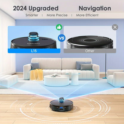 Robot Vacuum And Mop Combo 5000Pa, Lubluelu L15 Robot Vacuum, Auto-Charging, 5 Maps, 30 No-go Zones, WiFi/App, 3in 1 Robot Vacuum Cleaner for Pet Hair Carpet Hard Floor