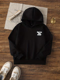 Girls' Cozy Hooded Sweatshirt - Casual Long Sleeve Pullover with Letter Print, Perfect for Fall/Winter - Machine Washable