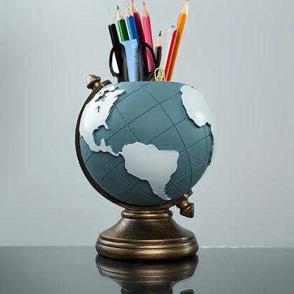 Innovative Earth-Inspired Desk Organizer - 360° Rotating ABS Resin Pen Holder for Home Office &amp; School, Rust &amp; Mold Proof