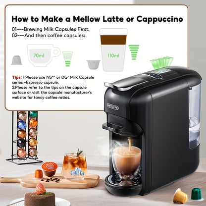 Cafetera de cápsulas 5 en 1 CAFELFFE, control de temperatura (frío/caliente), calefacción, compatible con Dolce Gusto, K-CUP, cápsulas de café y café molido, cafetera automática para la cocina del hogar, gran regalo para Halloween y Navidad.