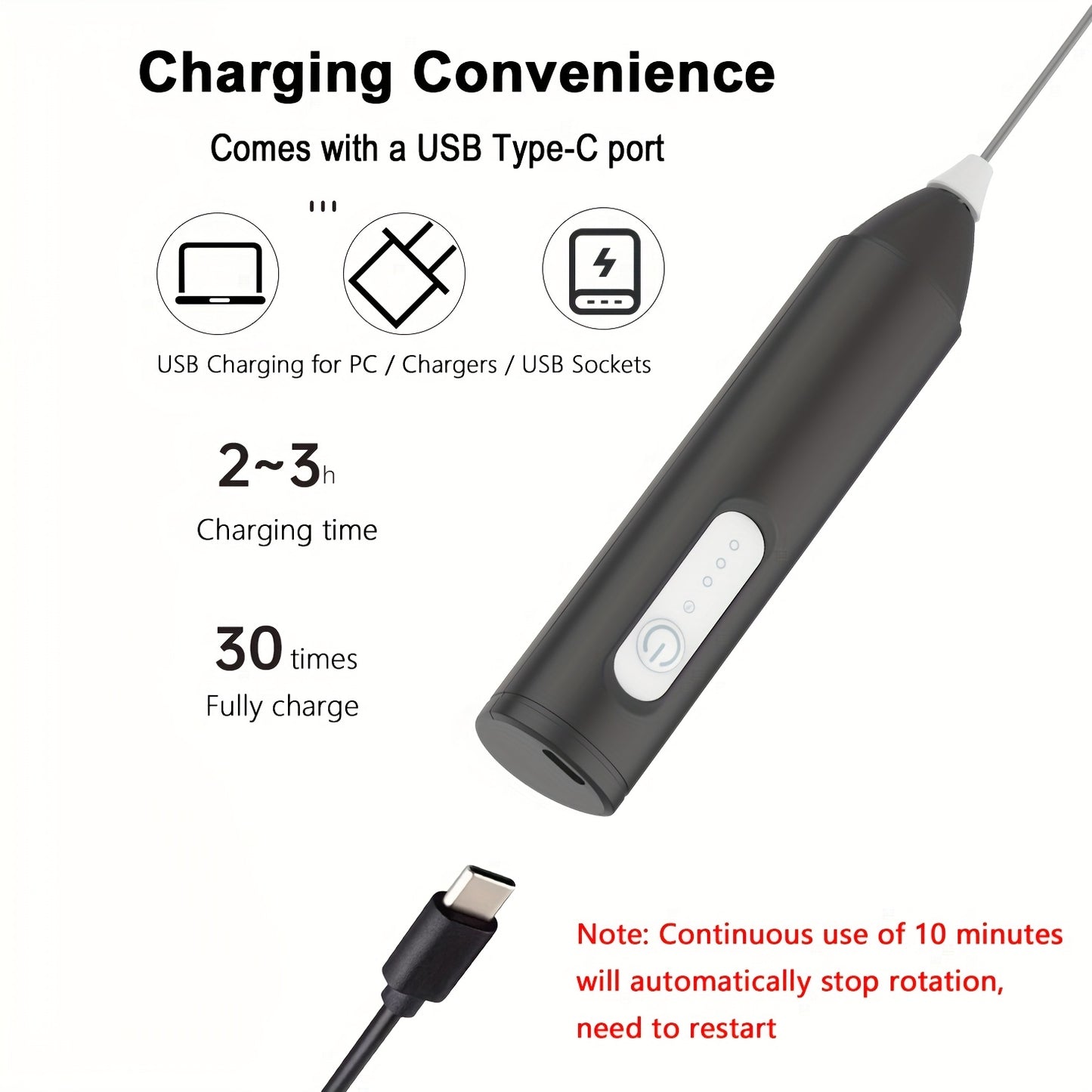 USB Rechargeable Electric Milk Frother with Stainless Steel Whisk - 3 Adjustable Foam Levels, Handheld Design for Coffee, Latte, Cappuccino, Hot Chocolate, Matcha, Egg - Available in White, Black, Teal, Frothy Drink Maker|One
