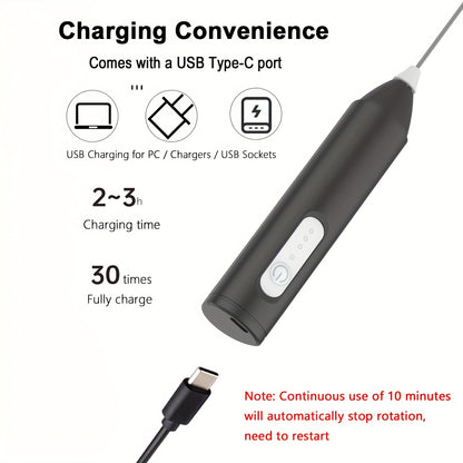USB Rechargeable Electric Milk Frother with Stainless Steel Whisk - 3 Adjustable Foam Levels, Handheld Design for Coffee, Latte, Cappuccino, Hot Chocolate, Matcha, Egg - Available in White, Black, Teal, Frothy Drink Maker|One
