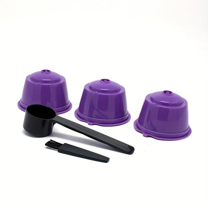 3Pcs Fit For Dolce Gusto Coffee Filter Cup Reusable Coffee Capsule Filters For With Spoon Brush