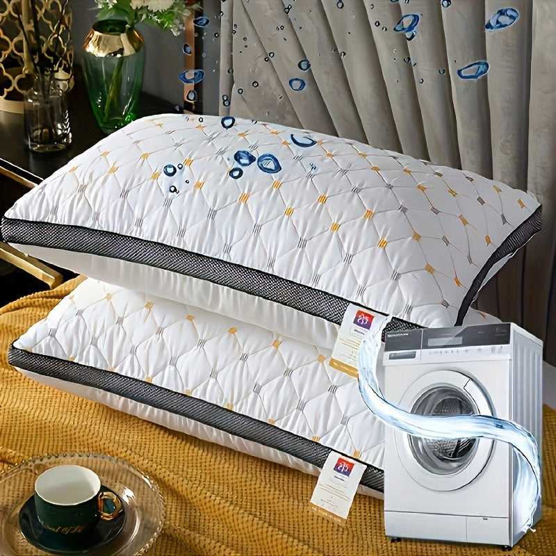 2pcs Luxury 3D Pillows, Thickened High-Rebound Soft Polyester Bedding, Breathable Neck Support for Relaxing Sleep, Ideal Gift for Family and Friends on Mother's Day, Father's Day, Halloween, Thanksgiving, Christmas, Valentine