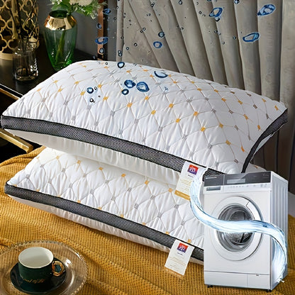 2pcs Luxury 3D Pillows, Thickened High-Rebound Soft Polyester Bedding, Breathable Neck Support for Relaxing Sleep, Ideal Gift for Family and Friends on Mother's Day, Father's Day, Halloween, Thanksgiving, Christmas, Valentine