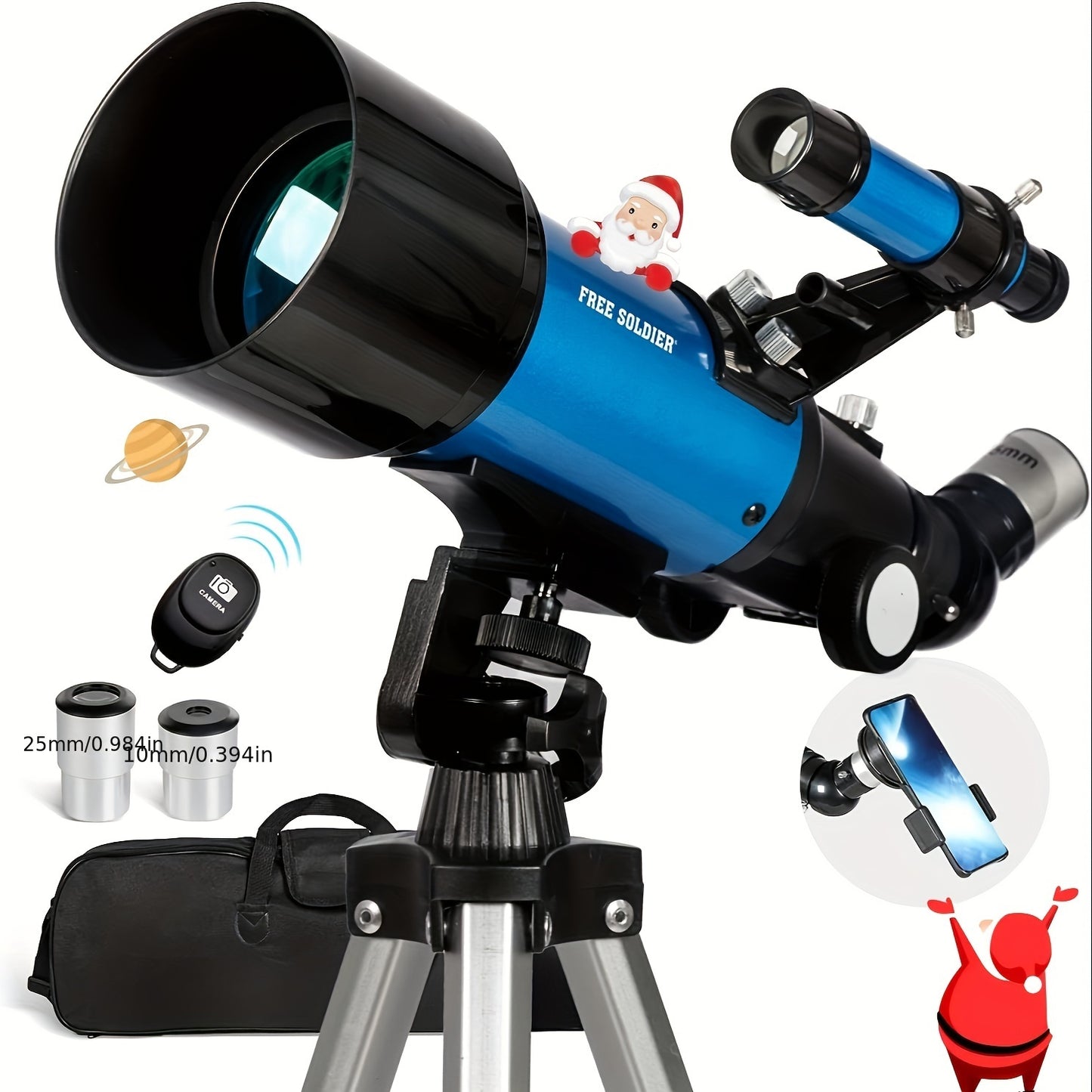 Professional Astronomy Telescope for Children Beginners and Adults Fully Mult-Coated High Powered Refracting 70 mm Telescope with Adjustable Tripod Smartphone Adapter and Moon Filter, And Bag.Best choice as gifts for Thanksgi