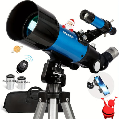 Professional Astronomy Telescope for Children Beginners and Adults Fully Mult-Coated High Powered Refracting 70 mm Telescope with Adjustable Tripod Smartphone Adapter and Moon Filter, And Bag.Best choice as gifts for Thanksgi