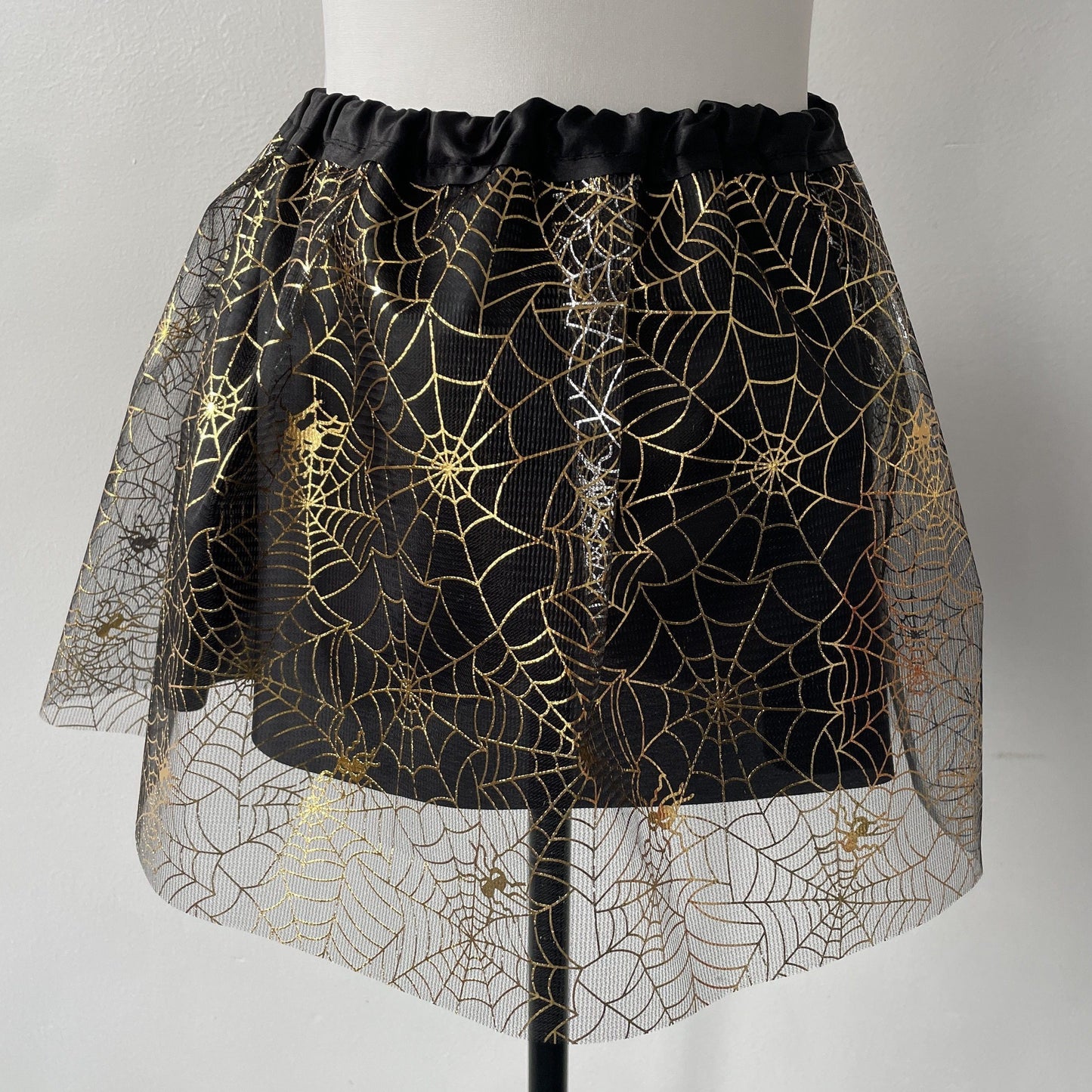 Halloween Costume Tutu Skirt, Spider Web Pattern Mesh Skirt With Lining Fabric For Holiday Gatherings, Dance Performances, And Costumes