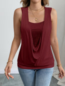 Sequin Decor Ruched Tank Top, Casual Summer Sleeveless Top, Women's Clothing