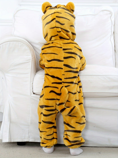 Lindo disfraz de tigre bebé para Halloween: mono unisex con capucha para cosplay y calidez.