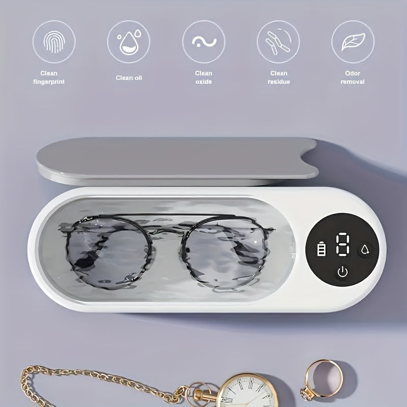 Multifunctional Electric Sonic Cleaning Machine, Jewelry Automatic 360° Deep Cleaning Tool,Ultra-Portable, Usbcharging, High-Frequency Vibration, Easy to Clean Earrings, Rings, Necklaces, Glasses, Toothbrushes, Watches, Make