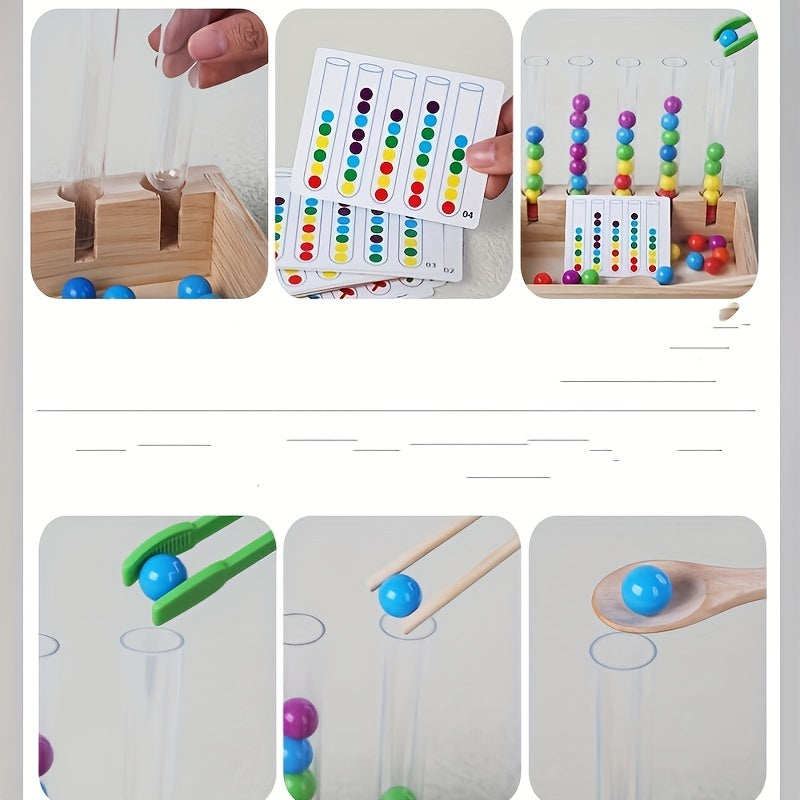 Early Education Clip Test Tube Color Bead Children Color Cognitive Hand-eye Coordination Brain Educational Toys Halloween Christmas Gift