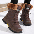 Women's Waterproof Insulated Snow Boots with Faux Fur Lining, Thick Rubber Sole, and Adjustable Laces for Winter Outdoor
