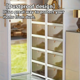 Caja de almacenamiento plegable multifuncional con puertas transparentes, ideal para ropa, libros y juguetes. Estilo clásico, para colocar en el suelo, parte trasera de plástico. Ideal para organizar el dormitorio, el baño, la oficina y la sala de estar.