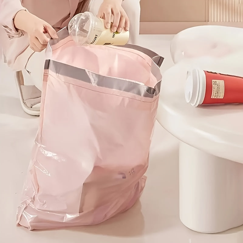 100-Pack of Durable Pink Drawstring Trash Bags - Portable Kitchen Waste Bags for Home Use