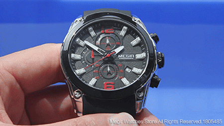 Reloj Megir de cuarzo analógico con cronógrafo para hombre, fecha, manecillas luminosas y correa de silicona resistente al agua.