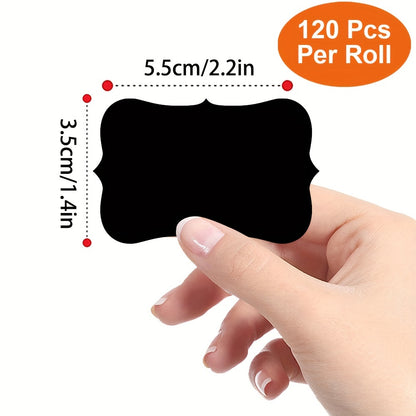 1 Roll of 120 Stickers 3 Waterproof Erasable Blackboard Stickers Labels with Erasable Pen 3.56*5.59cm Glass Bottle Kitchen Seasoning Bottle Flat Luggage Car Decoration Stickers Roll Seal Stickers Holiday Decoration Gift Decor