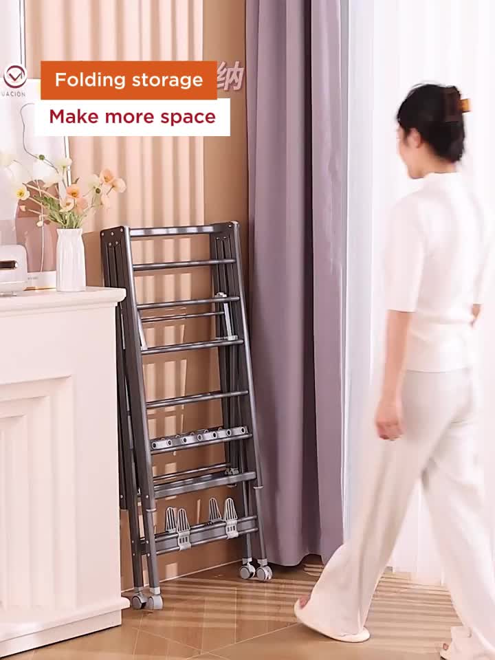 2-Tier Foldable Clothes Drying Rack with Adjustable Height Wings - Portable, Rust-Resistant Metal Laundry Dryer for Indoor/Outdoor Use, Ideal for Clothing & Towels, Drying Racks