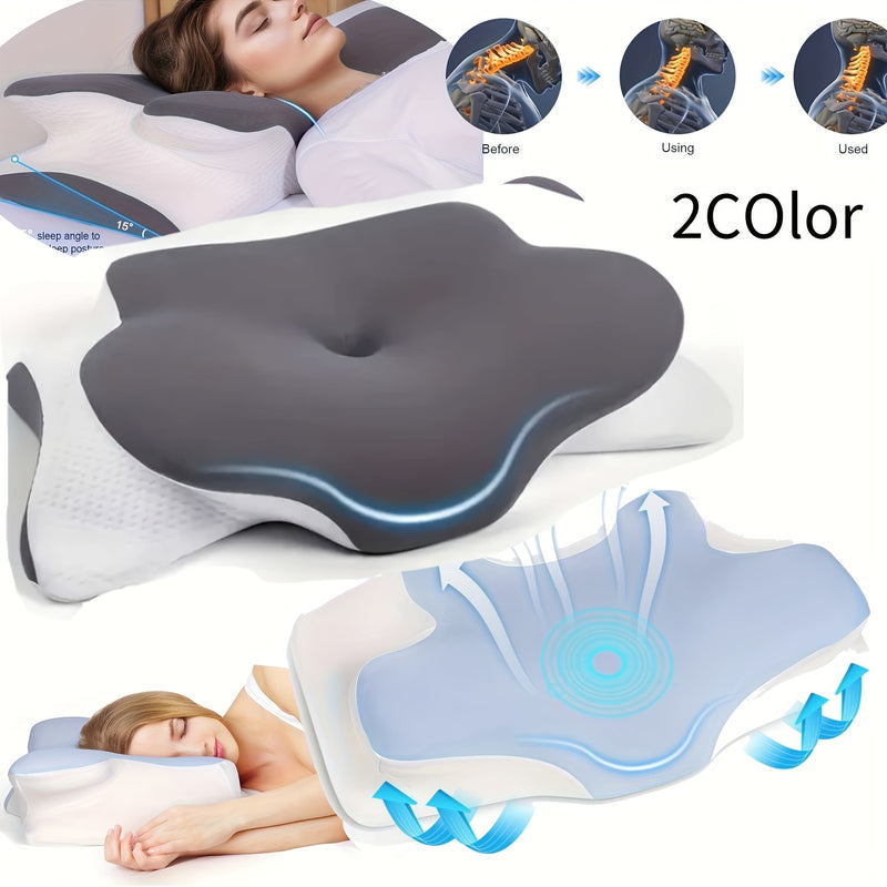 Sleeping Neck Pillow In Bed, Contour Memory Foam Pillow for Neck Pain Relief, with Washable Breathable Pillow Case, Ergonomic Neck Support Pillow, Suitable for Side, Back And Belly Sleepers,, Adjustable Orthopedic Ergonomic C