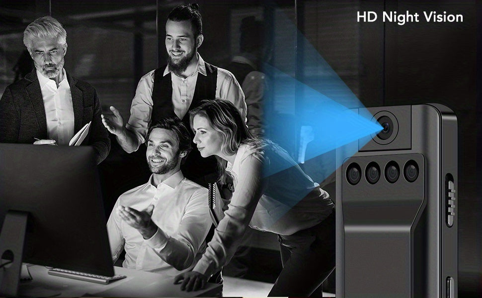 Camera no WiFi Needed - Mini Body Camera Video Recorder - Camera Motion Activated - Nanny Small Cam - Tiny Camera - Small Security Camera for Home and Office (With 64G high-speed memory card)