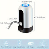 USB Rechargeable Electric Water Bottle Pump - Automatic Dispenser for 3-5 Gallon Jugs, Portable Camping Drinkware Accessory by Sanhao