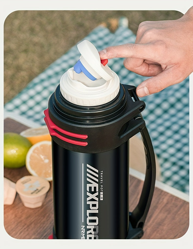 NRMEI Large Stainless Steel Insulated Water Bottle - 1L/2L/3L Capacity, Portable & Durable for Outdoor Activities, Travel, and Construction Sites