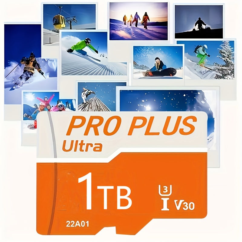 Tarjeta Micro SD PRO PLUS de 1 TB de ultraalta velocidad, U3 Clase 10, V30, almacenamiento duradero para teléfonos inteligentes, tabletas, cámaras y sistemas de vigilancia de seguridad inteligentes.