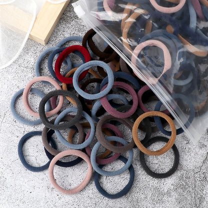 Juego de 50 bandas elásticas para el pelo para mujer, de 4 cm, de colores lisos y sencillos, accesorios para el cabello, coleteros.