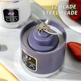 1pc, USB Rechargeable Portable Juicer, Mini Blender, Mini Ice Crusher With Three Modes, Digital Display And 12- Blades, Easy-to-Clean, Suitable For Travel, Fresh Juice Maker, Kitchen Stuff
