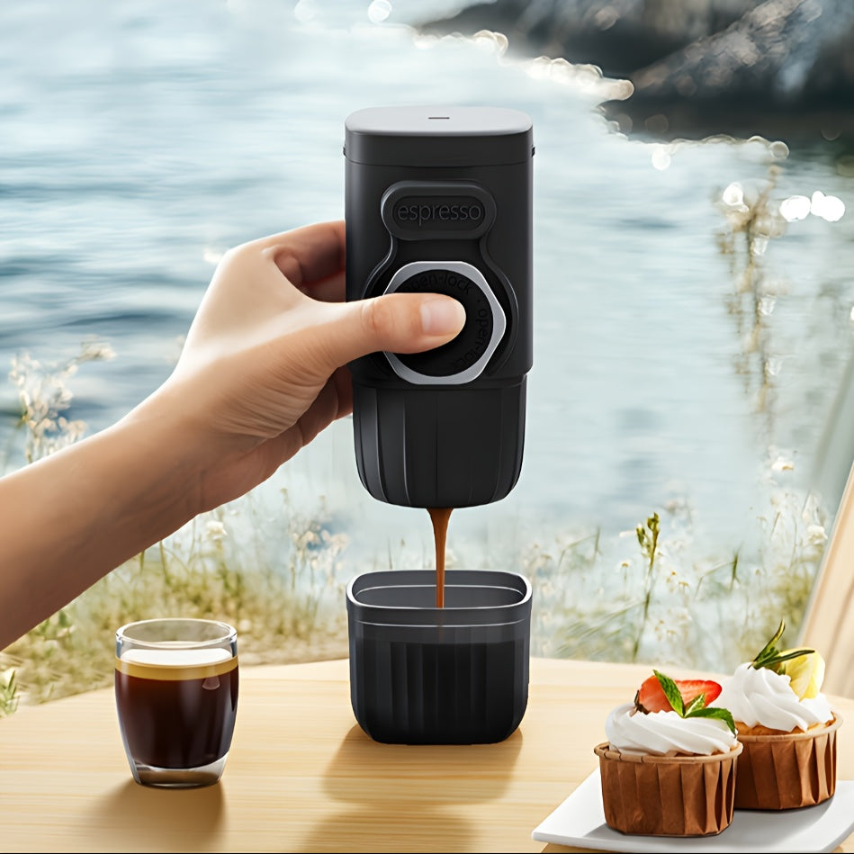 A Portable Coffee Maker with Rich Cream, a Two-In-One Machine for Capsules And Coffee Grounds, Requires No Electricity, Is Compact And Lightweight, Perfect for Travel, Cars, Desks, And Home Use, Making It a Practical Holiday