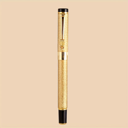 Ergonomic Matte Metal Fountain Pen with Iridium Nib 0.5mm - Perfect for Business & Office, Daily Writing, Calligraphy Practice, Business Writing Tool | Decorative Pen Design | Intricate Clip Detailing