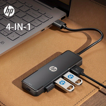 Concentrador USB HP 4 en 1, base de expansión portátil, compatible con portátiles, interfaz USB-A 2.0, Plug and Play, alimentación por USB, voltaje de funcionamiento de hasta 36 V - Modelo DHC-CT100D (194U2AA)
