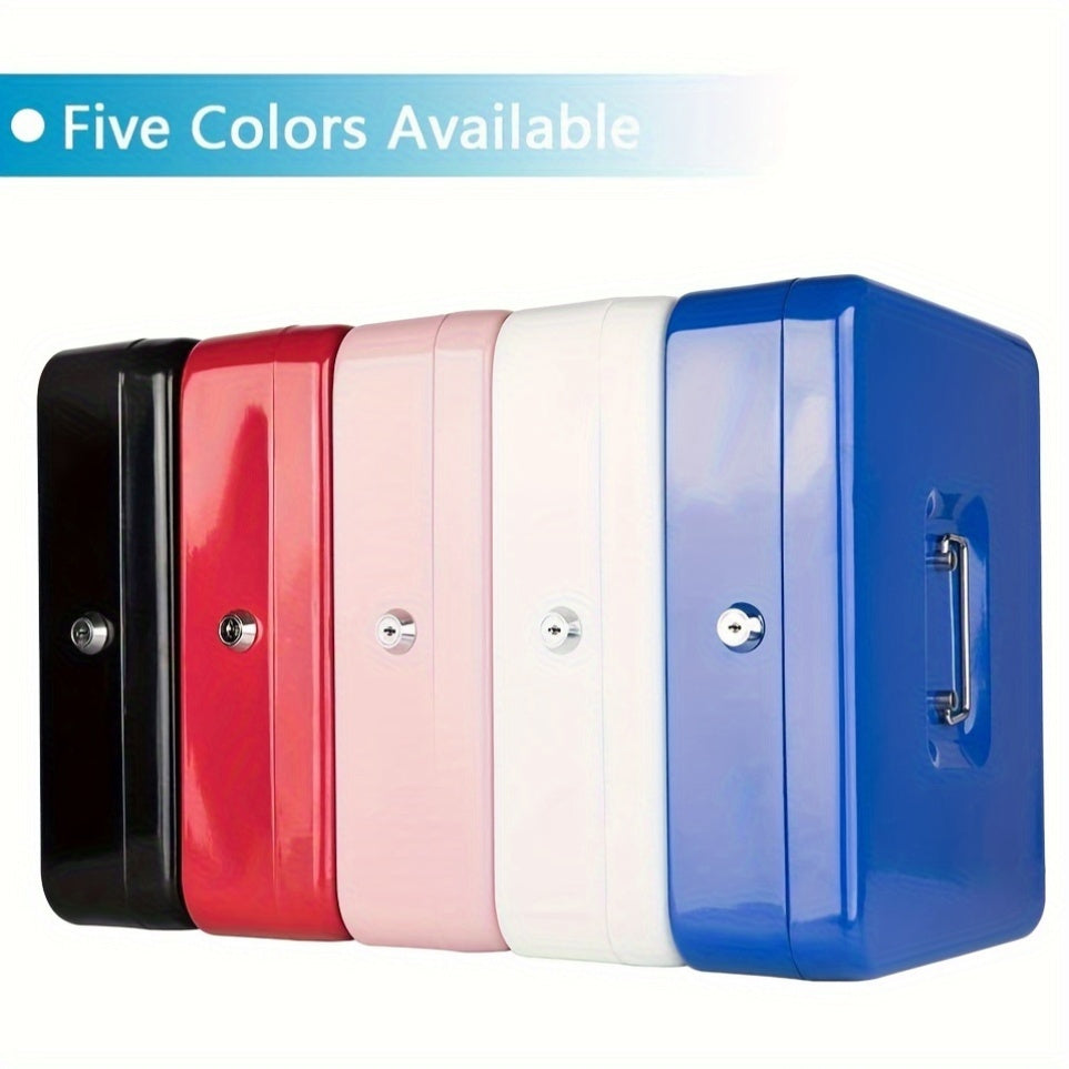 HOMEYUER Secure Metal Cash Box with Key Lock and Tray - Ideal for Security & Labor Protection