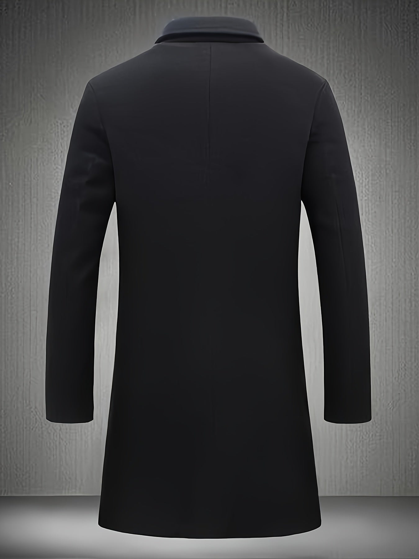 Men'S Classic Single-Breasted Trench Coat, Polyester 100% Solid Color, Casual Lapel Collar, Regular Fit, Non-Stretch Woven Fabric, Business Casual Fall/Winter Outerwear