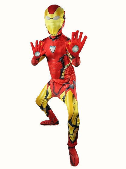 Ropa de héroe para niño: mono de fiesta elástico y duradero con cremallera, perfecto para Halloween, bailes y fiestas de personajes de películas.