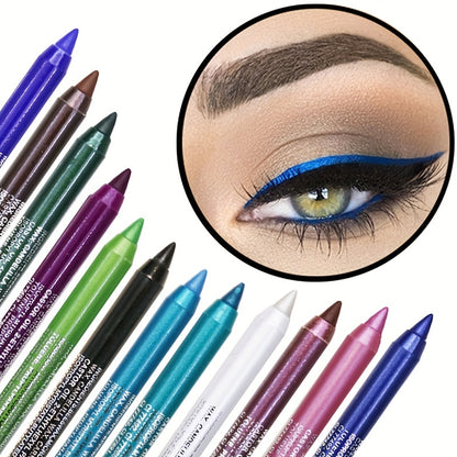 14-Color Colourful Eyeliner Pen, High Pigmented Pearly Glitter Shimmer Metallic Finish, Smokey Punk Gothic Style Eyeliner, Long Lasting Waterproof Eyeliner Stick For Music Festival