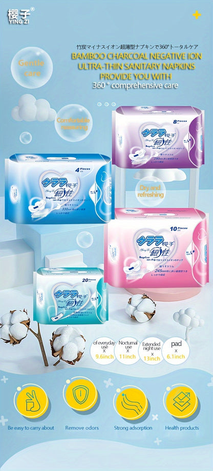 6-Pack Women's Hygiene Sanitary Pads Bundle, Soft Ultra Thin Winged Napkins, Overnight Absorbency, Unscented Menstrual Pads Combo Set, Multi Size, Travel-Friendly - 60/56 Count