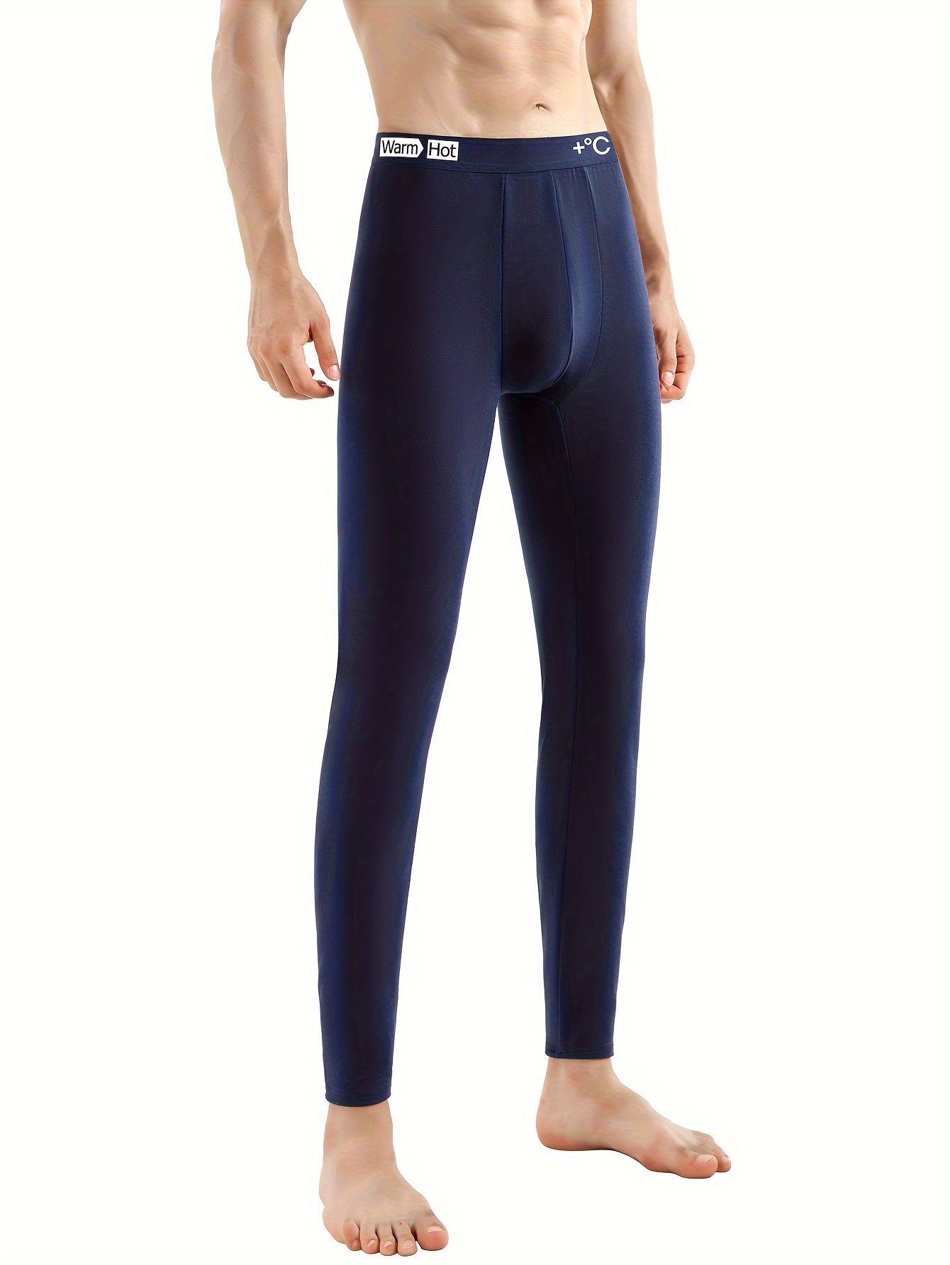 Men's Winter Fleece-Lined Thermal Pants - Slim Fit, Stretchy &amp; Warm Base Layer for Autumn/Winter