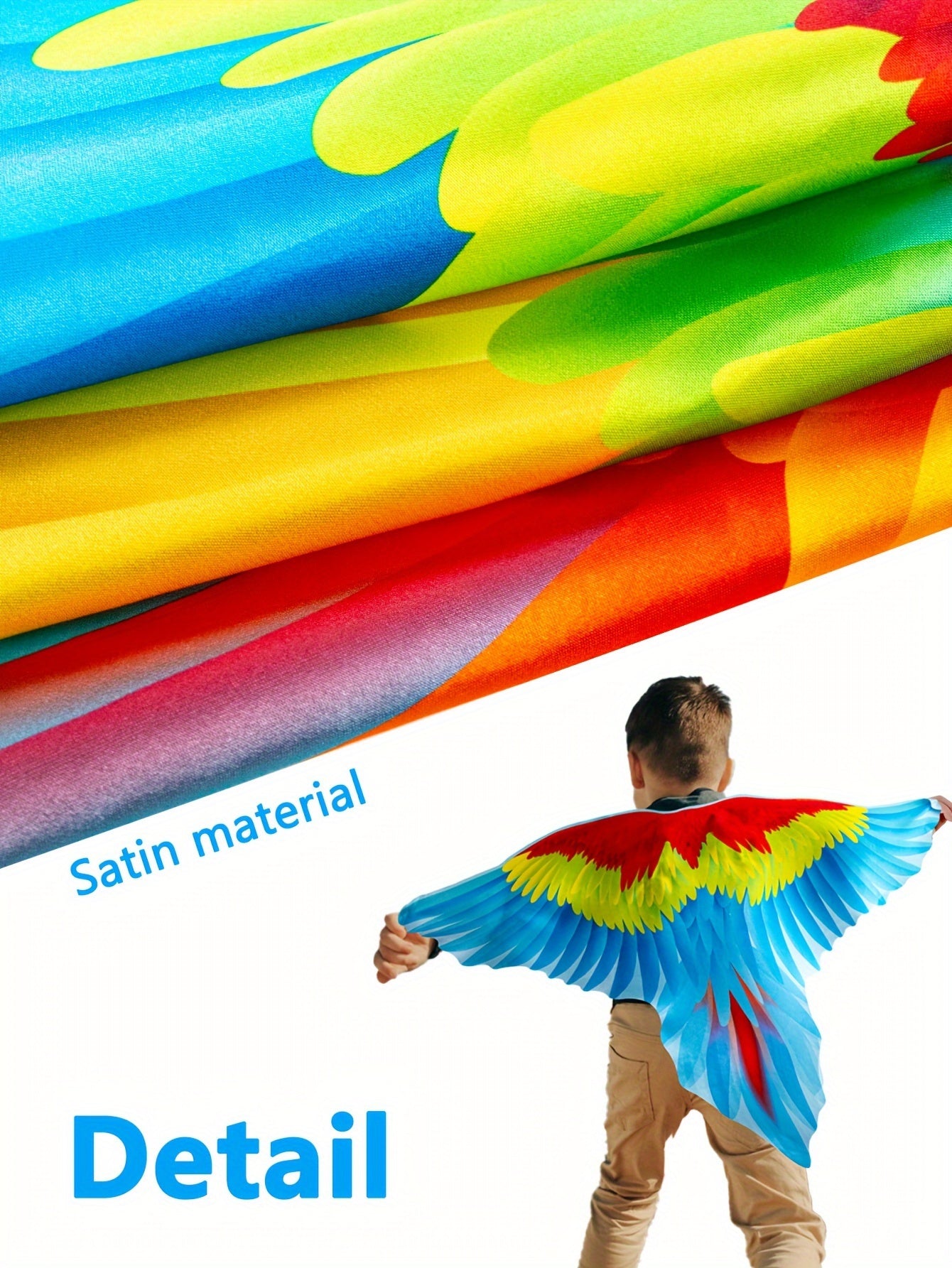 2pcs Boy's Bird Wings Cape Imitation Parrot-Wings Clothes + Mask Suit, Perfect For Birthday, Halloween And Carnival Party Playing & Performance