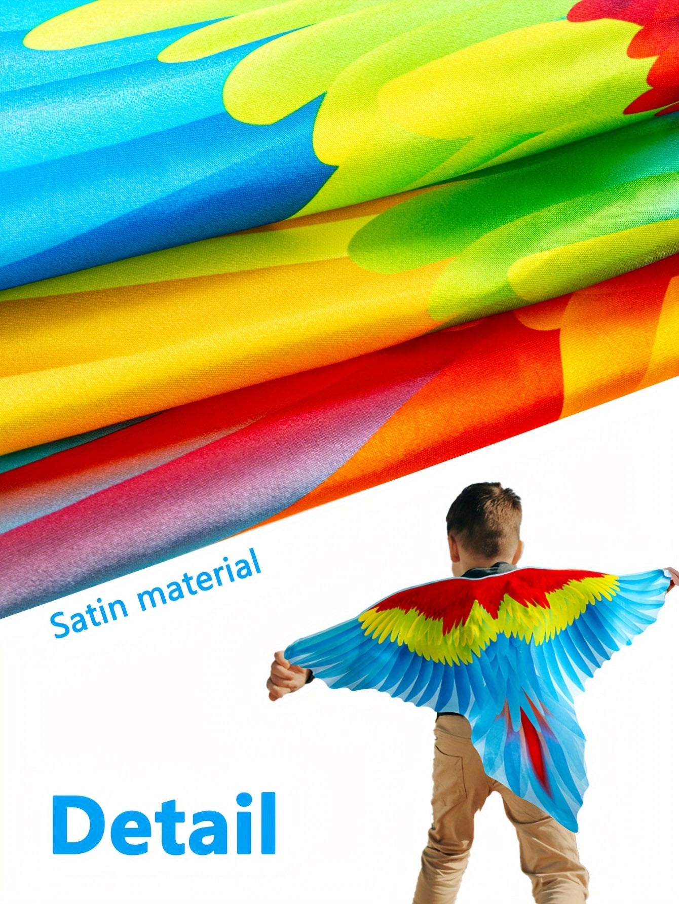 2pcs Boy's Bird Wings Cape Imitation Parrot-Wings Clothes + Mask Suit, Perfect For Birthday, Halloween And Carnival Party Playing &amp; Performance
