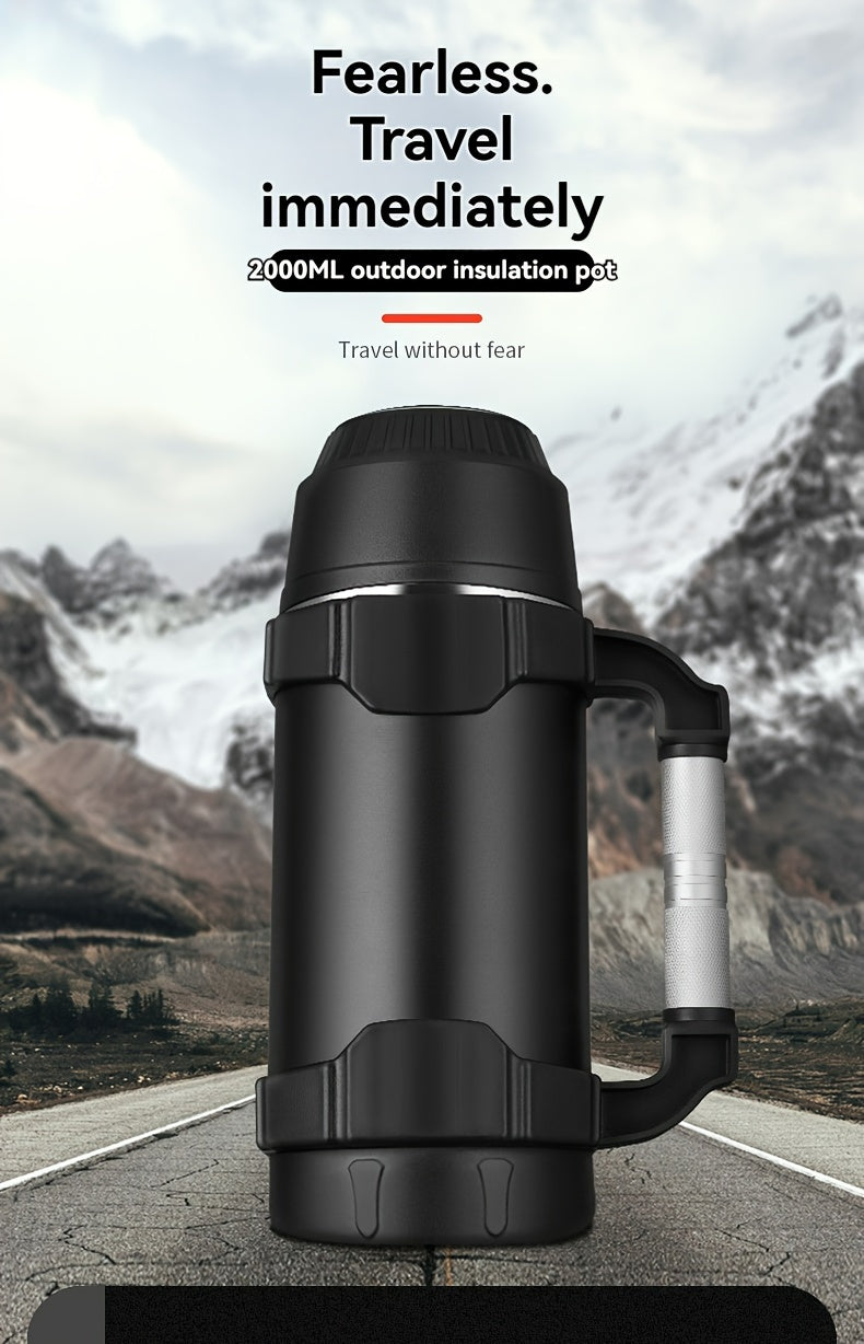NRMEI Stainless Steel Travel Canteen – Large Capacity Portable Outdoor Vacuum Insulated Bottle with Tea Compartment, 60-Hour Heat Retention, 14+ Age Group Compatible, Dual 201 &amp; 304 Stainless Steel Construction