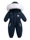 Girls' Boys' Outdoor Ski Suits Baby Winter Warm Hooded Jumpsuit with Zipper Pockets Outerwear Coat Overalls