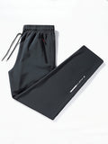 Pantalones deportivos con estampado del alfabeto para hombre, de secado rápido y con cordón, ideales para gimnasio, fitness y verano o otoño.