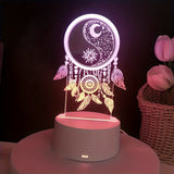 USB Powered Dreamcatcher LED Night Light with Warm Glow and Key Switch - Decorative Desk Lamp for Home