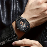 Men's Casual 5-Piece Gift Set with Quartz Watch, Leather Belt, Wallet, Glasses & Keychain Accessory Box - PU Panel, Alloy Buckle, Square Button - Perfect for Holidays & Business Travel